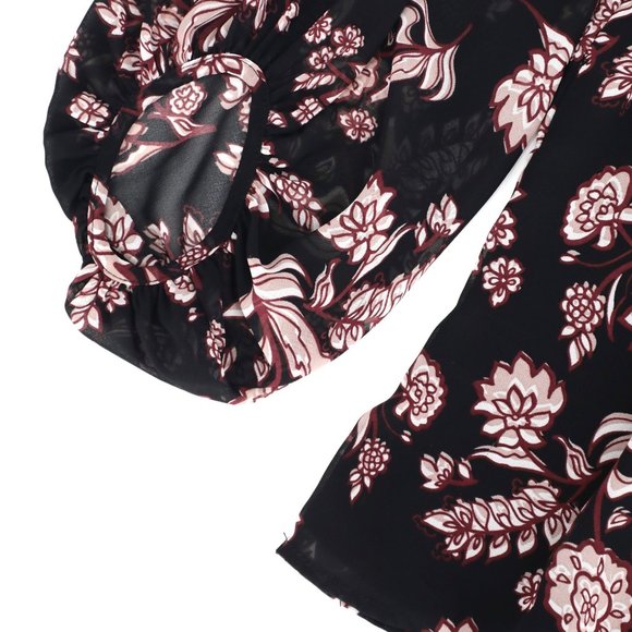 Bardot Chiffon Off the Shoulder Floral Print Top Bell Sleeves Blouse Top Size S - Picture 4 of 9